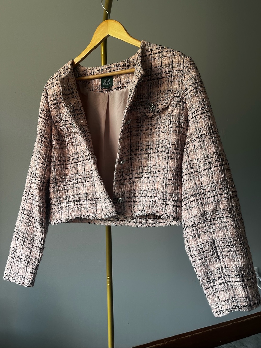 Wild Fable Cropped Pink Tweed Jacket - Women